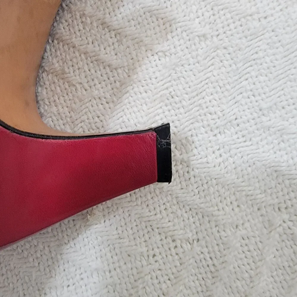 Vintage Evan Picone Red‎ Leather Pumps Made In Spain Size 10